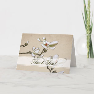 Ivory and White Magnolia Thank you Card
