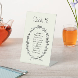 Ivory And Wreath Table Number Sign