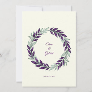 Ivory and Wreath / Wedding Ivory and Crown Thank You Card