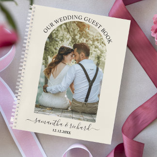 Ivory Arch Personalised Photo Wedding Guest   Notebook