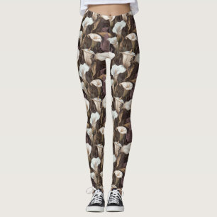 ivory Athletic Calla lilies Sparkle Moms Day Gifts Leggings