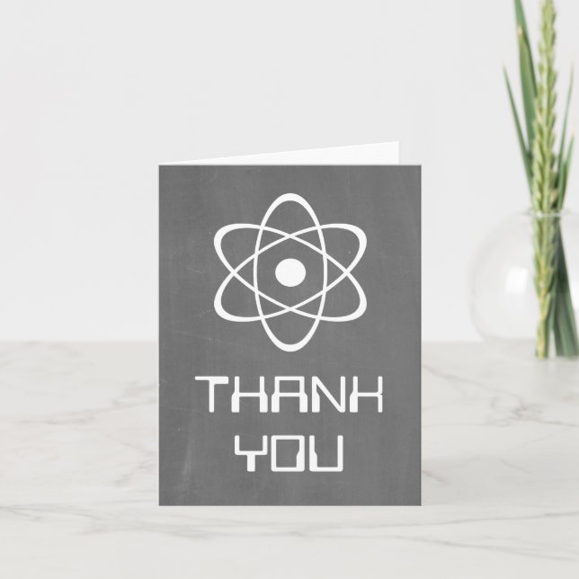 Ivory Atomic Chalkboard Thank You Card (Front)