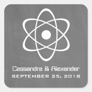 Ivory Atomic Chalkboard Wedding Stickers