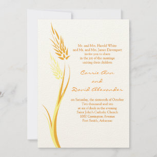 Ivory Autumn Wheat Wedding Invitation