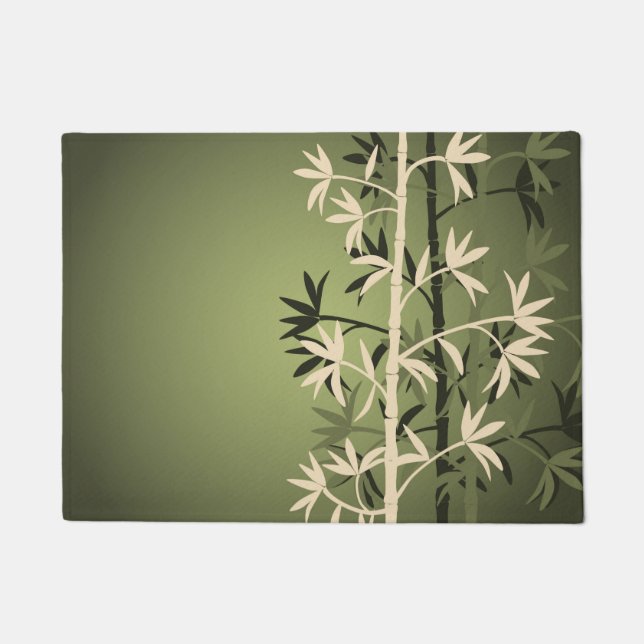 Ivory bamboo green doormat (Front)