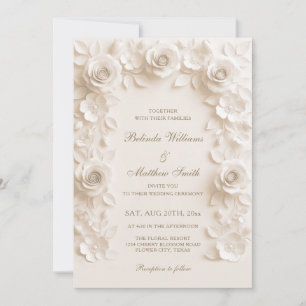 Ivory Baroque Elegance Roses Frame Wedding Invitation