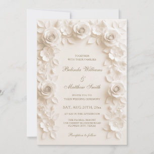 Ivory Baroque Elegance Roses Frame Wedding Invitation