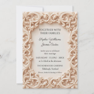 Ivory Baroque Lace Frame Wedding Invitation