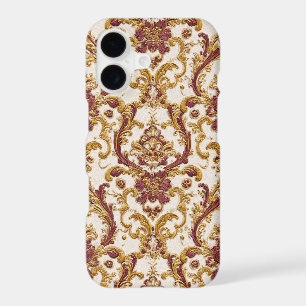 Ivory Baroque Ornament with Gold and Burgundy