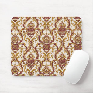 Ivory Baroque Ornament with Gold and Burgundy Mouse Pad