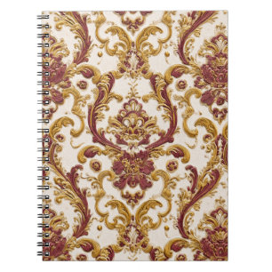 Ivory Baroque Ornament with Gold and Burgundy Notebook