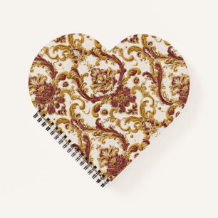 Ivory Baroque Ornament with Gold and Burgundy Notebook