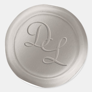 Ivory Beige 2 Letter Monogram Wax Seal Stickers
