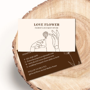 Ivory Beige Blush Dandelion Flower Hands Business Card