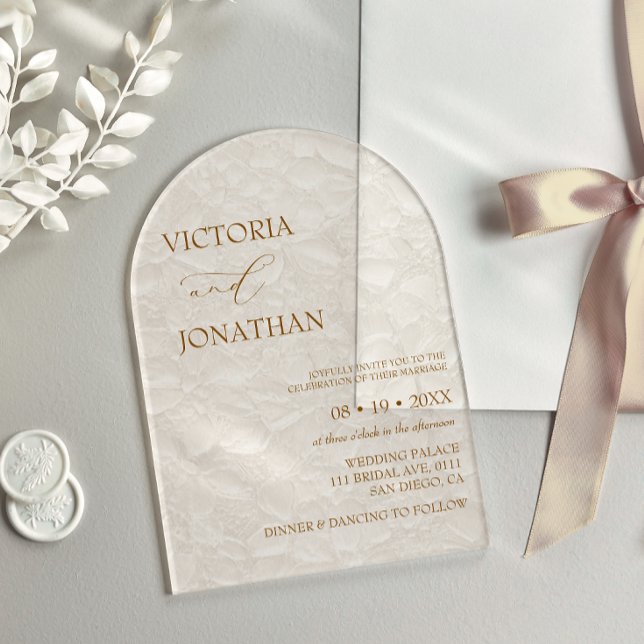 Ivory Beige Elegant Simple Wedding  Acrylic Invitations (Creator Uploaded)