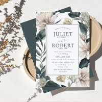 Ivory Beige  Emerald Dahlia Flowers Leaves Wedding