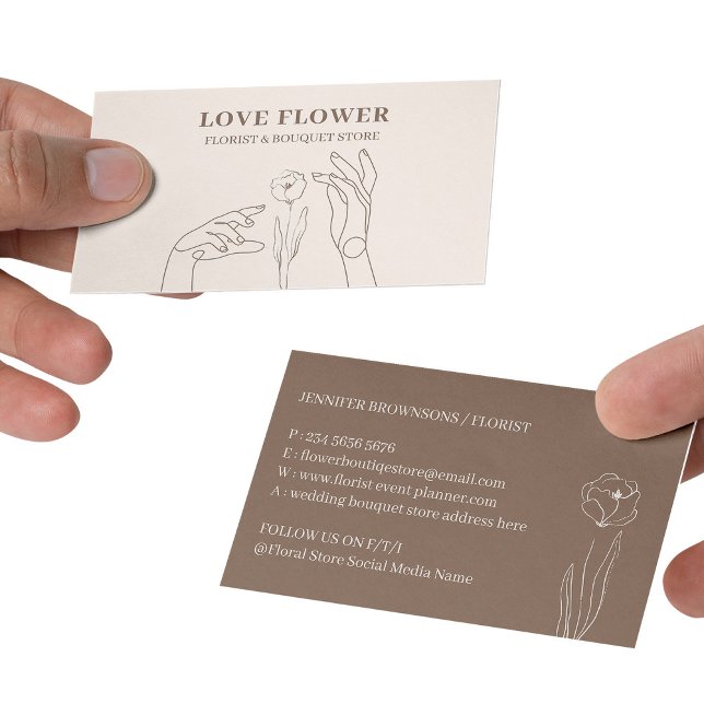 Ivory Beige Florist Hold Hand Flower Daisy Business Card (Ivory Beige Florist Hold Hand Flower Daisy Business Card)