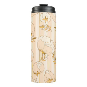 Ivory Beige: Luxury Floral Pattern. Thermal Tumbler