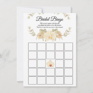 Ivory, Beige, Orchids & Eucalyptus Bridal Bingo Invitation