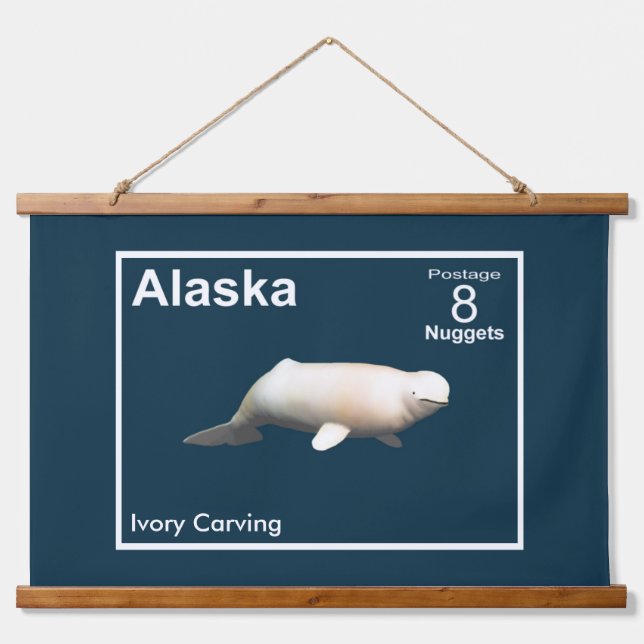 Ivory Beluga - Alaska Postage Hanging Tapestry (Front)