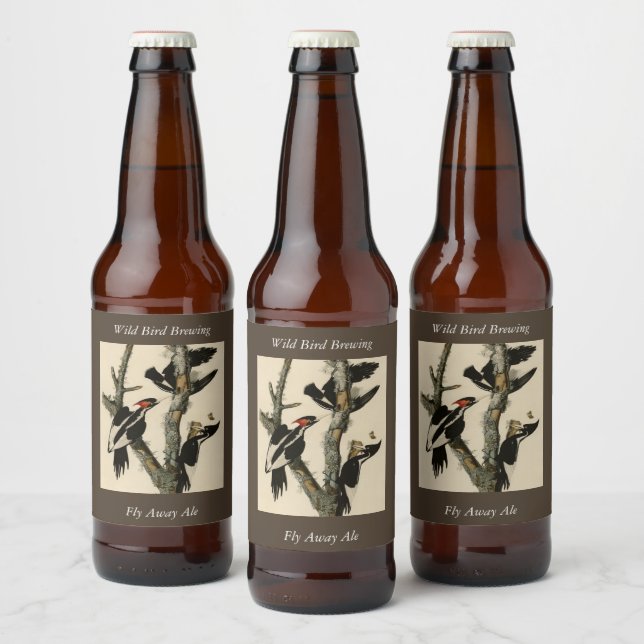 Ivory-billed Woodpecker Audubon's Birds of America Beer Bottle Label (Bottles)