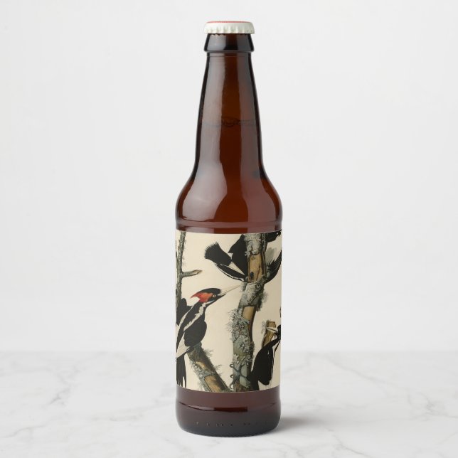 Ivory-billed Woodpecker Audubon's Birds of America Beer Bottle Label (Front)