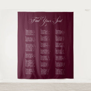 Ivory Black Alphabetical Wedding Seating Chart Tapestry