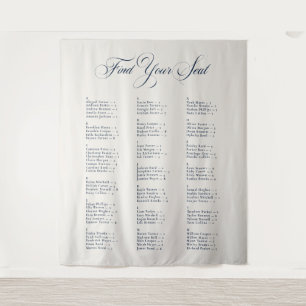 Ivory Black Alphabetical Wedding Seating Chart Tapestry