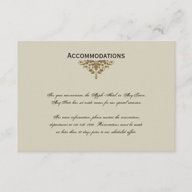 Ivory Black and Gold Damask Wedding Insert (Front)