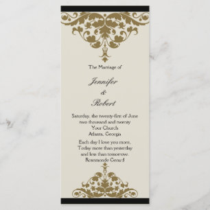 Ivory Black and Gold Damask Wedding Program Programme