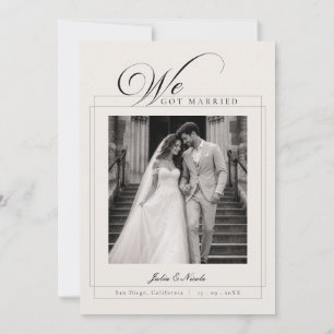 Ivory Black Calligraphy Wedding Announcement