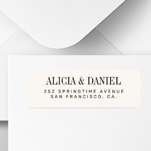 Ivory black elegant wedding return address
