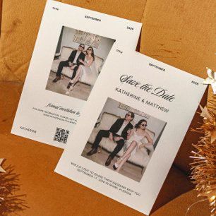 Ivory & Black Old Money Wedding Save the Date Invitation