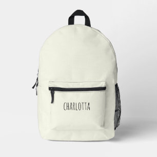 Ivory   Black Personalised Name  Printed Backpack