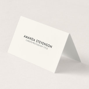 Ivory/Black simple elegant Folded Business Card