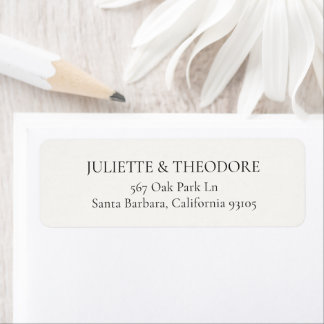Ivory & Black Wedding Return Address Labels