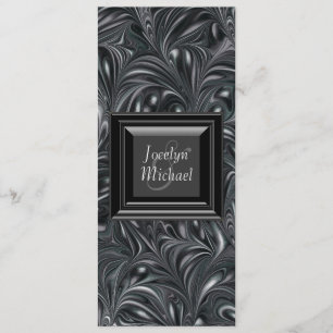 Ivory Black White Marbled Wedding Programs Programme