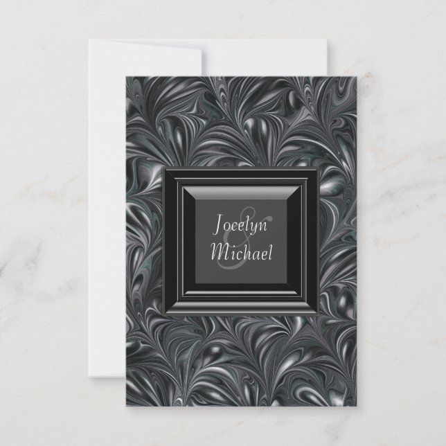 Ivory Black White Wedding RSVP (Front)