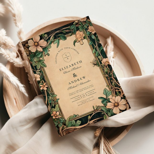 Ivory Bloom Art Nouveau Wedding Invitation (Creator Uploaded)