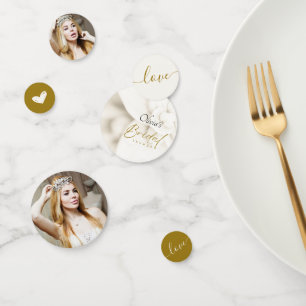 Ivory Bloom & Elegant Gold Script Bridal Shower Confetti