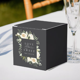 Ivory Bloom Floral "Love is Sweet" Wedding Favour Box