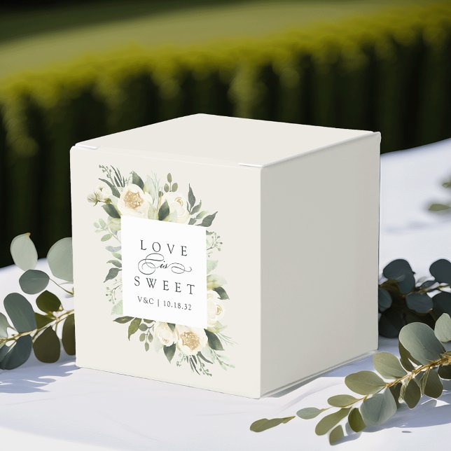 Ivory Bloom | Floral "Love is Sweet" Wedding Favour Box (Creator Uploaded)