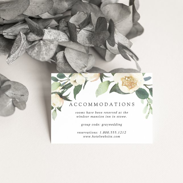 Ivory Bloom | Floral Wedding Hotel Accommodations Enclosure Card (Creator Uploaded)