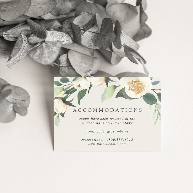 Ivory Bloom | Floral Wedding Hotel Accommodations Enclosure Card (Creator Uploaded)