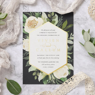 Ivory Bloom Geometric Floral Frame Wedding