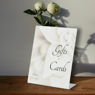 Ivory Bloom Gold Script Bridal Shower Gifts Cards Pedestal Sign