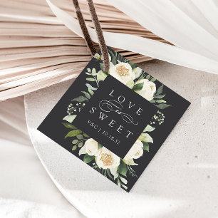 Ivory Bloom   "Love Is Sweet" Floral Frame Wedding Favour Tags
