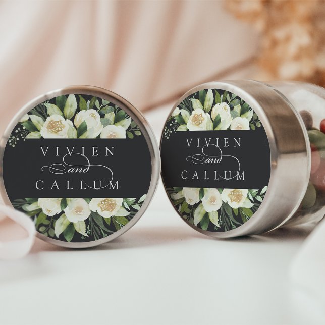 Ivory Bloom | Personalised Floral Wedding Classic Round Sticker (Creator Uploaded)