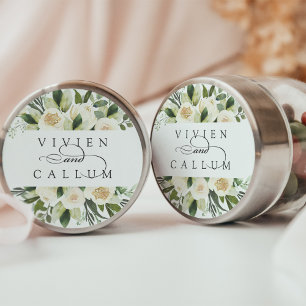 Ivory Bloom Personalised Floral Wedding Classic Round Sticker