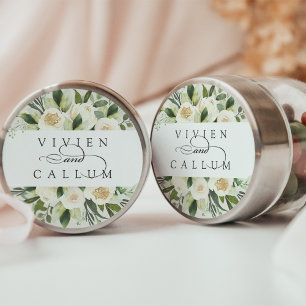 Ivory Bloom Personalised Floral Wedding Classic Round Sticker